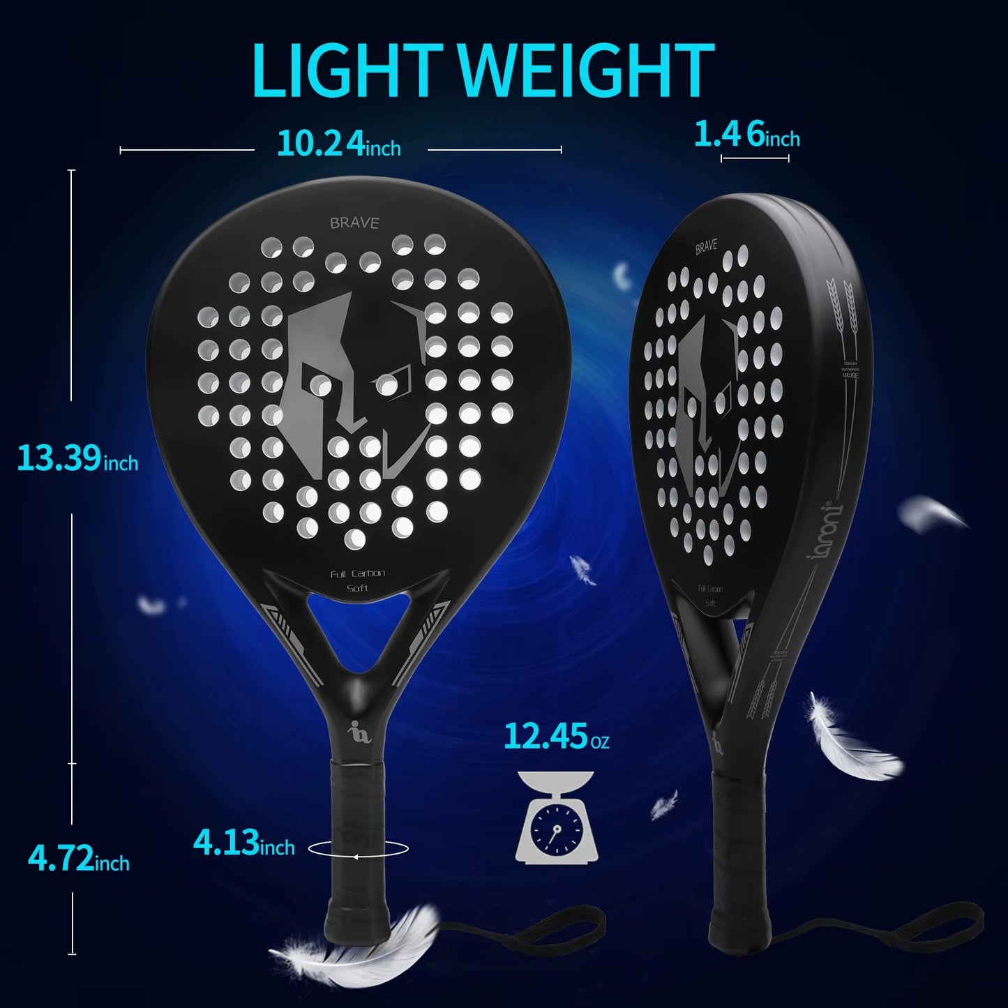 Lightweight Carbon Fiber Padel Tennis Rackets with EVA Memory Flex Foam Core - Perfect for Pop Tennis