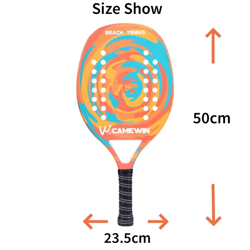 Beach Tennis Racket Padel Paddle 50% Carbon Fiber EVA Core Tennis Racket Lightweight with Protective Bag Cover Soft Face
