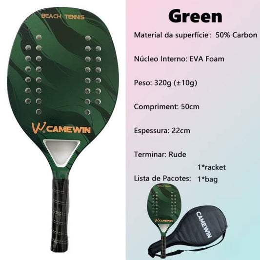 Beach Tennis Racket  Padel Paddle 50% Carbon Fiber EVA Core Tennis Racket Lightweight with Protective Bag Cover Soft Face